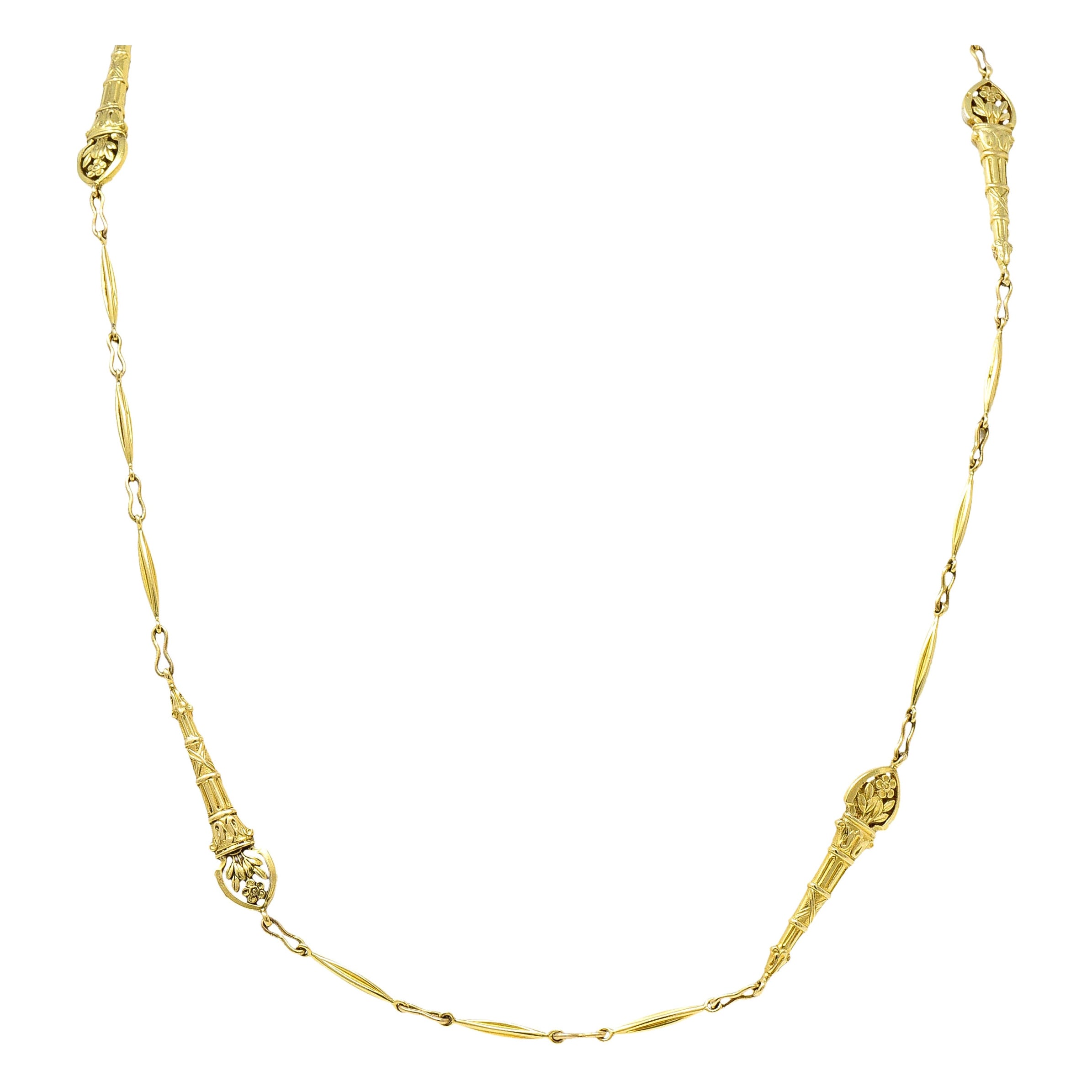 1900s Antique 18 Karat Gold Round Link Chain Necklace For Sale at