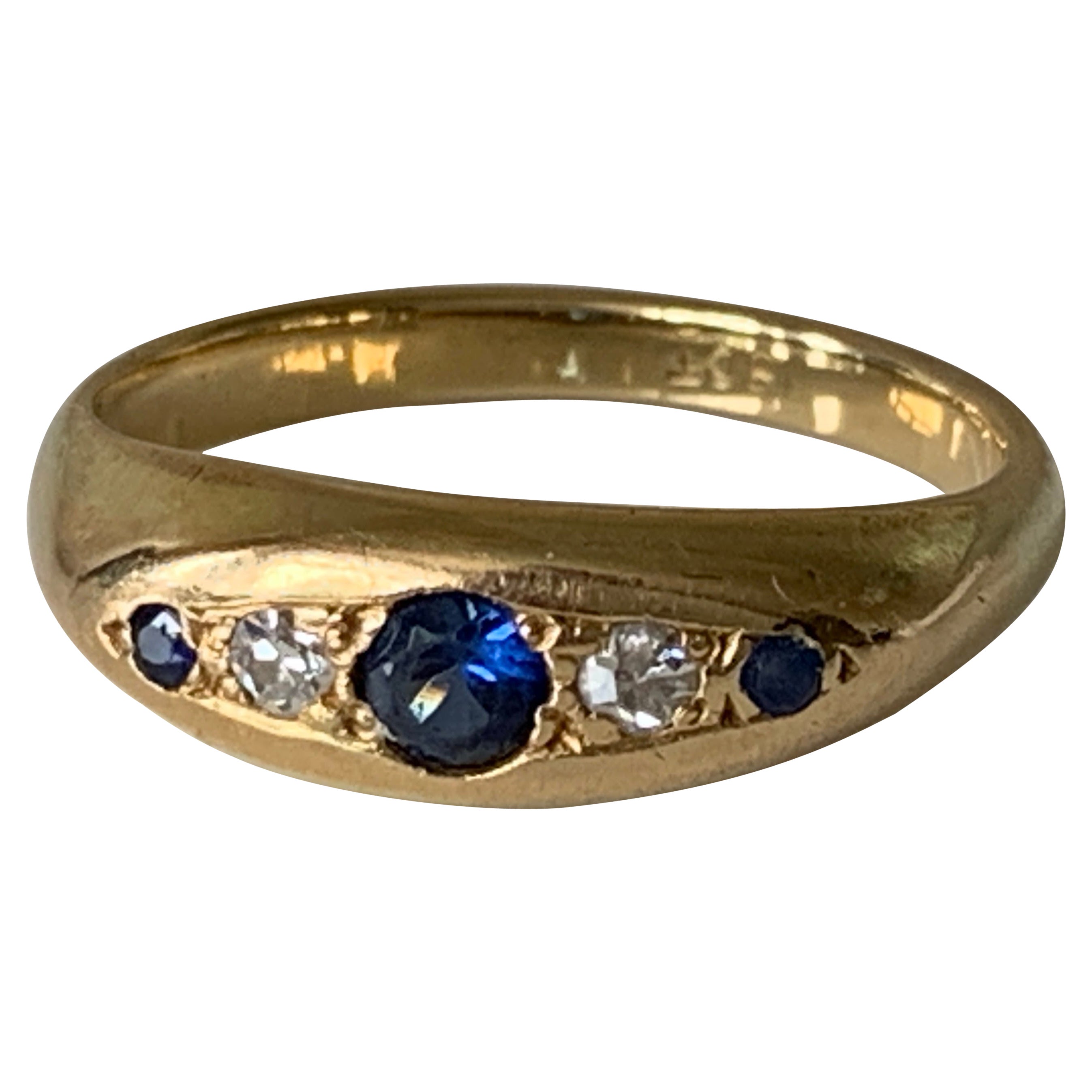 18ct Gold Antique Sapphire & Diamond Ring For Sale