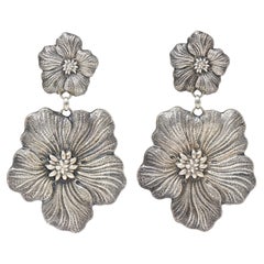 Buccellati Boucles d'oreilles pendantes fleurs de jardinia en argent sterling