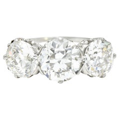 Vintage Tiffany & Co. Art Deco 5.50 Carats European Diamond Platinum Three Stone Ring