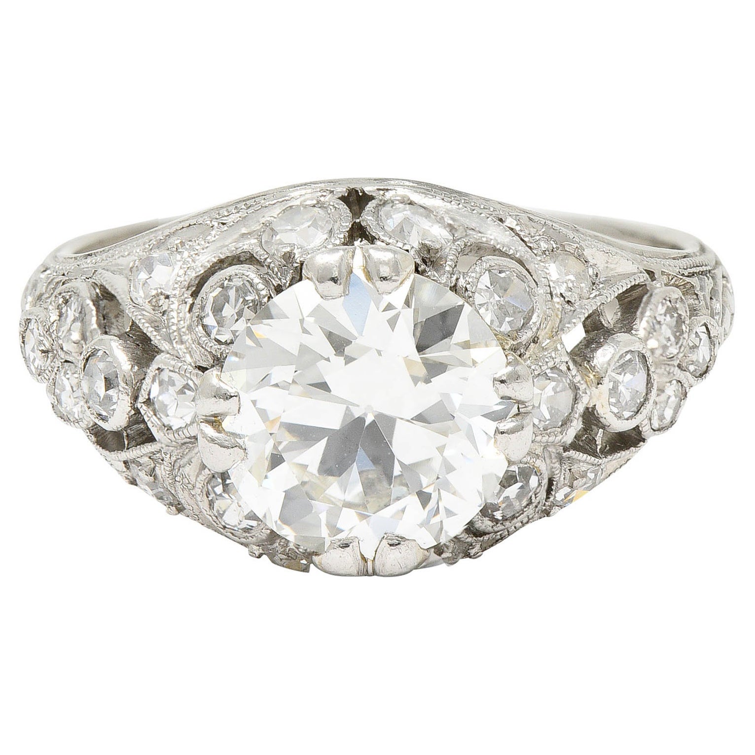 Edwardian 2.33 Carats Diamond Platinum Engagement Ring Circa 1910