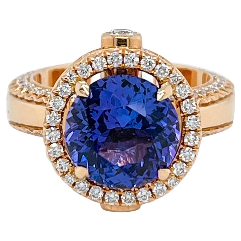 14Kt Rose Gold Plated Tanzanite Oval Cocktail Design Ring 