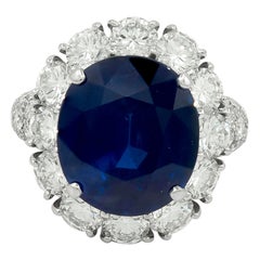 Van Cleef & Arpels Vintage Oval AGL Certified 10.28 Sapphire, Diamond Ring