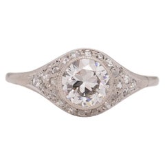 GIA Certified .67 Carat Art Deco Diamond Platinum Engagement Ring