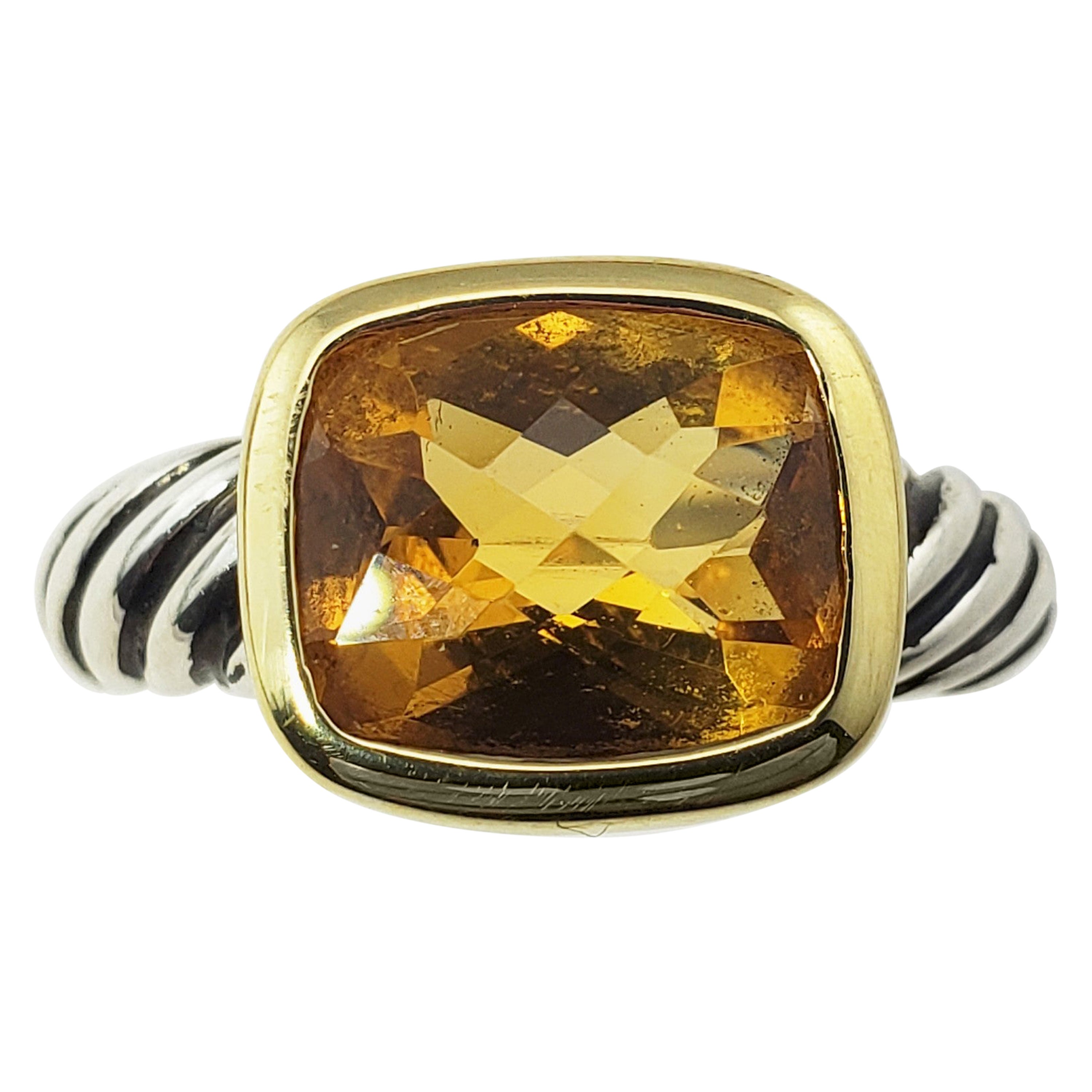 David Yurman Sterling Silver and 18 Karat Yellow Gold and Citrine Ring