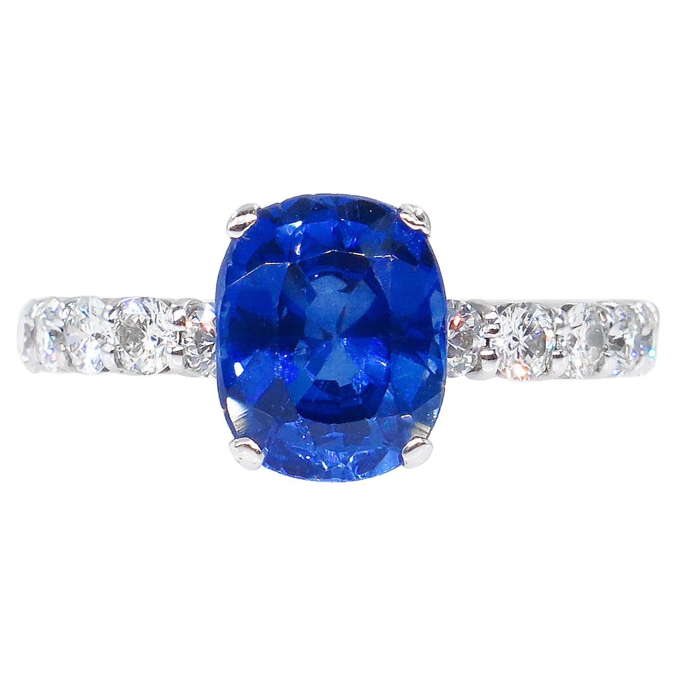 Vintage Estate GIA 2.82ct Synthetic Sapphire Diamonds Engagement Wedding Plat