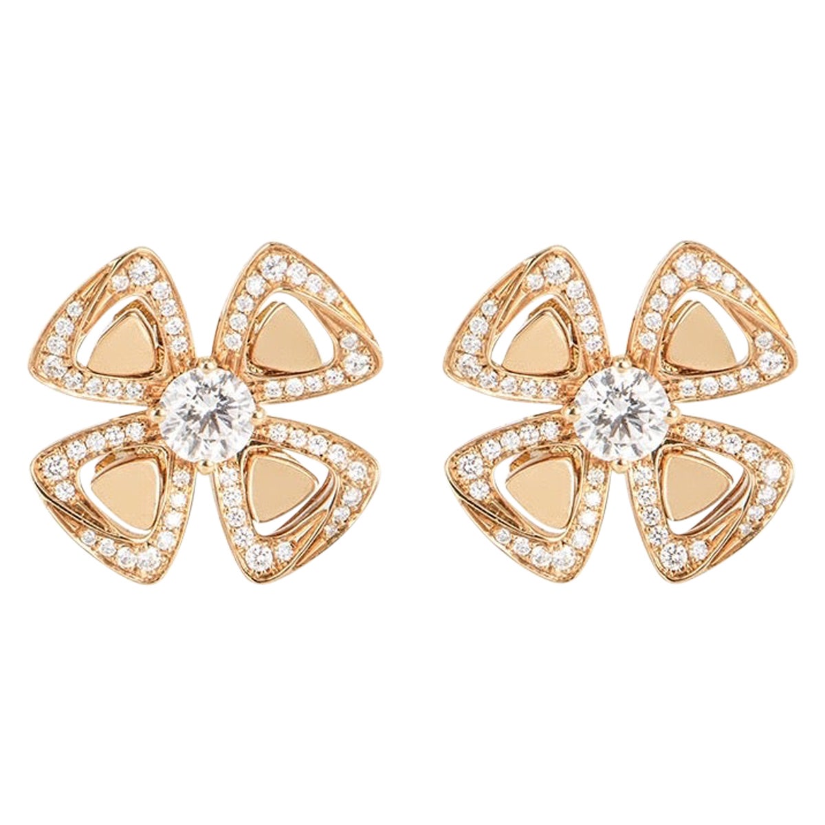 Bvlgari Rose Gold Diamond Fiorever Earrings 356280 at 1stDibs