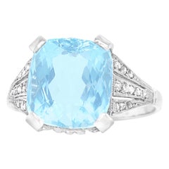 Art Deco Aquamarine and Platinum Ring