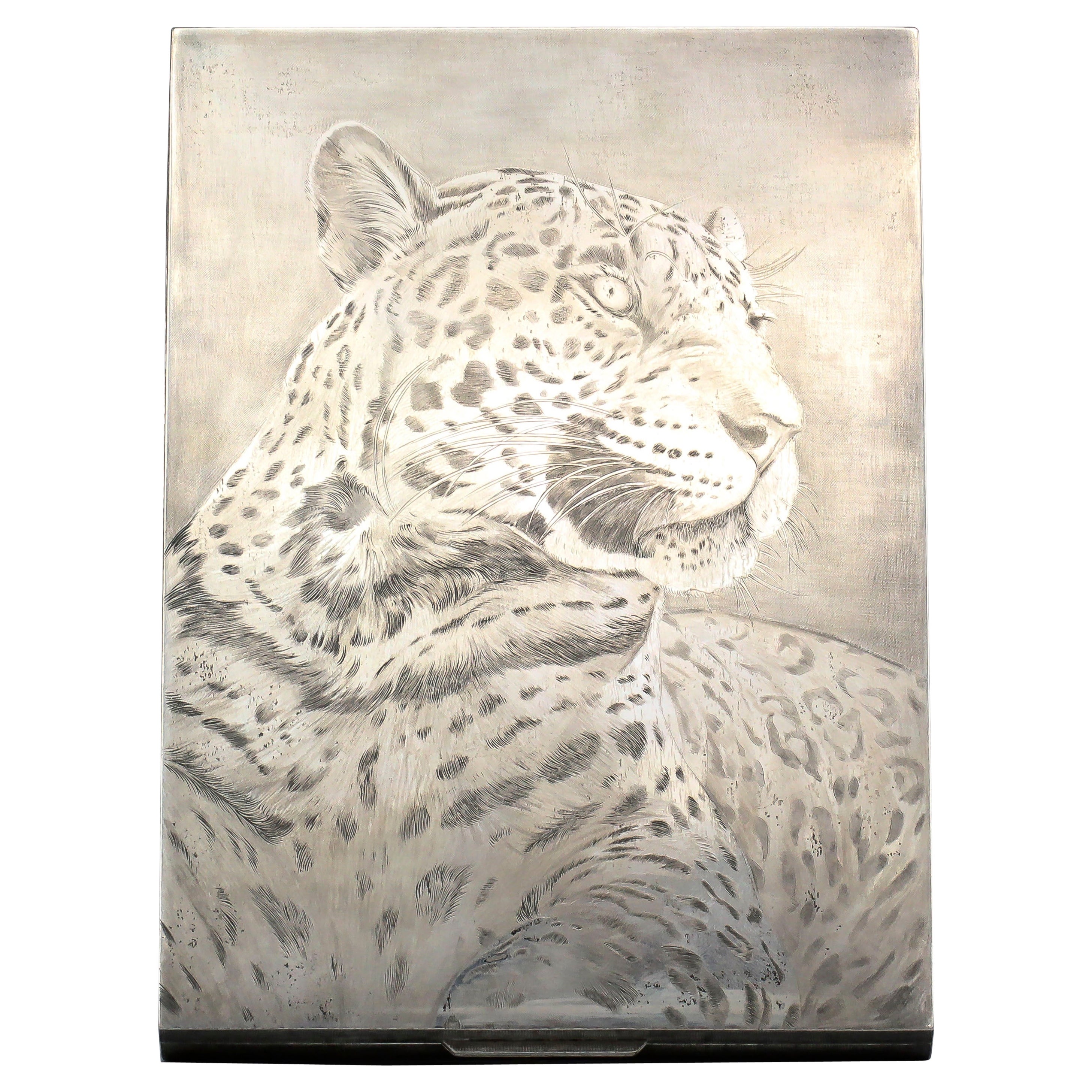 M. Buccellati Panther Hand Etched Sterling Silver Box