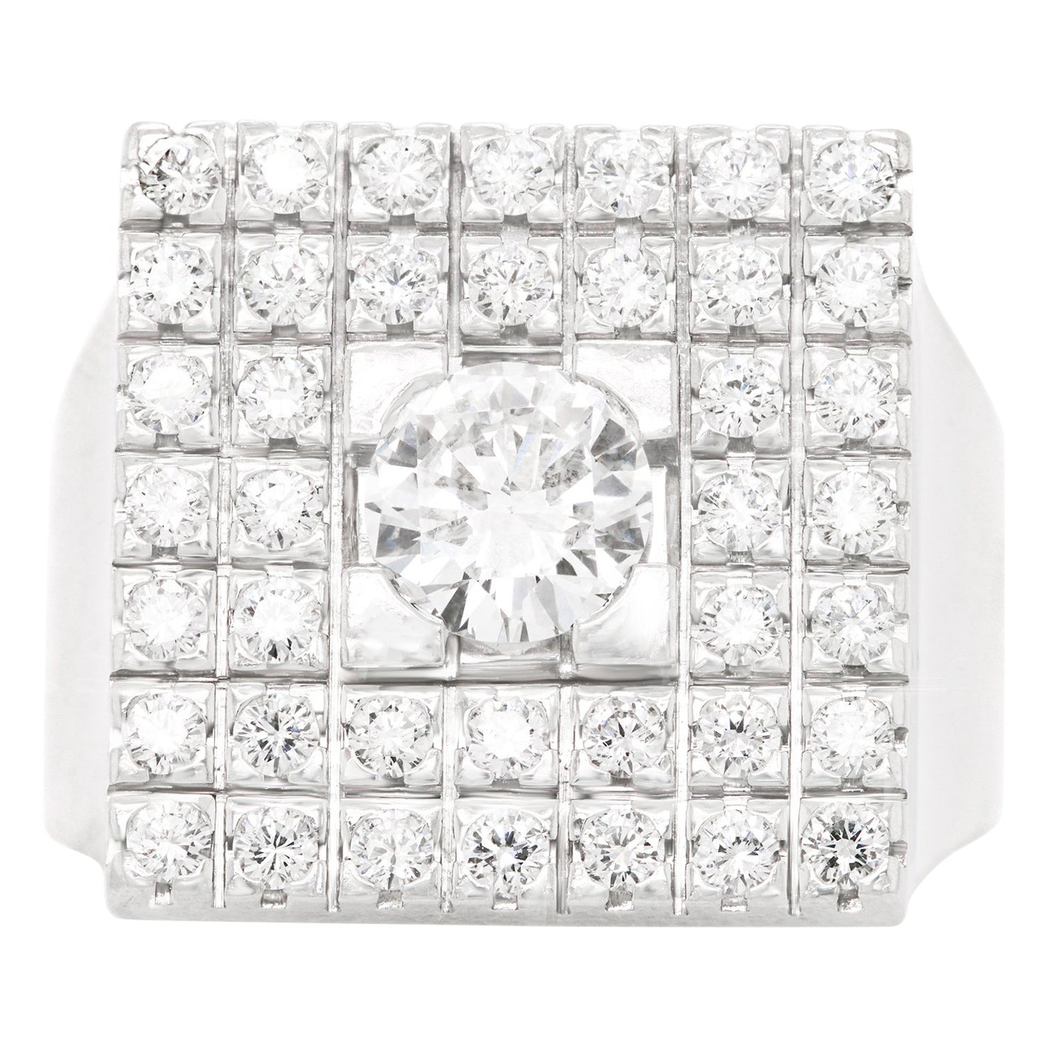Swiss Modern Diamond-Set White Gold Ring For Sale
