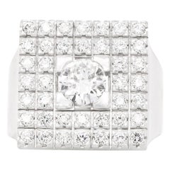 Retro Swiss Modern Diamond-Set White Gold Ring