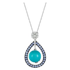 Ciondolo LeVian in oro bianco 14K con turchese cabochon, zaffiro bianco e tanzanite viola
