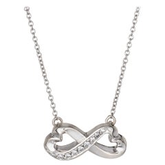 Tiffany & Co. Double Diamond Heart Necklace Paloma Picasso 18k White Gold