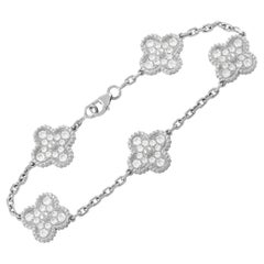 Van Cleef & Arpels Alhambra 18K White Gold 2.42 Ct Diamond Bracelet