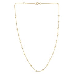 Pear, Round, and Oval 1.25 Carats Diamond Rose-Cut Necklace, 18k Yellow Gold