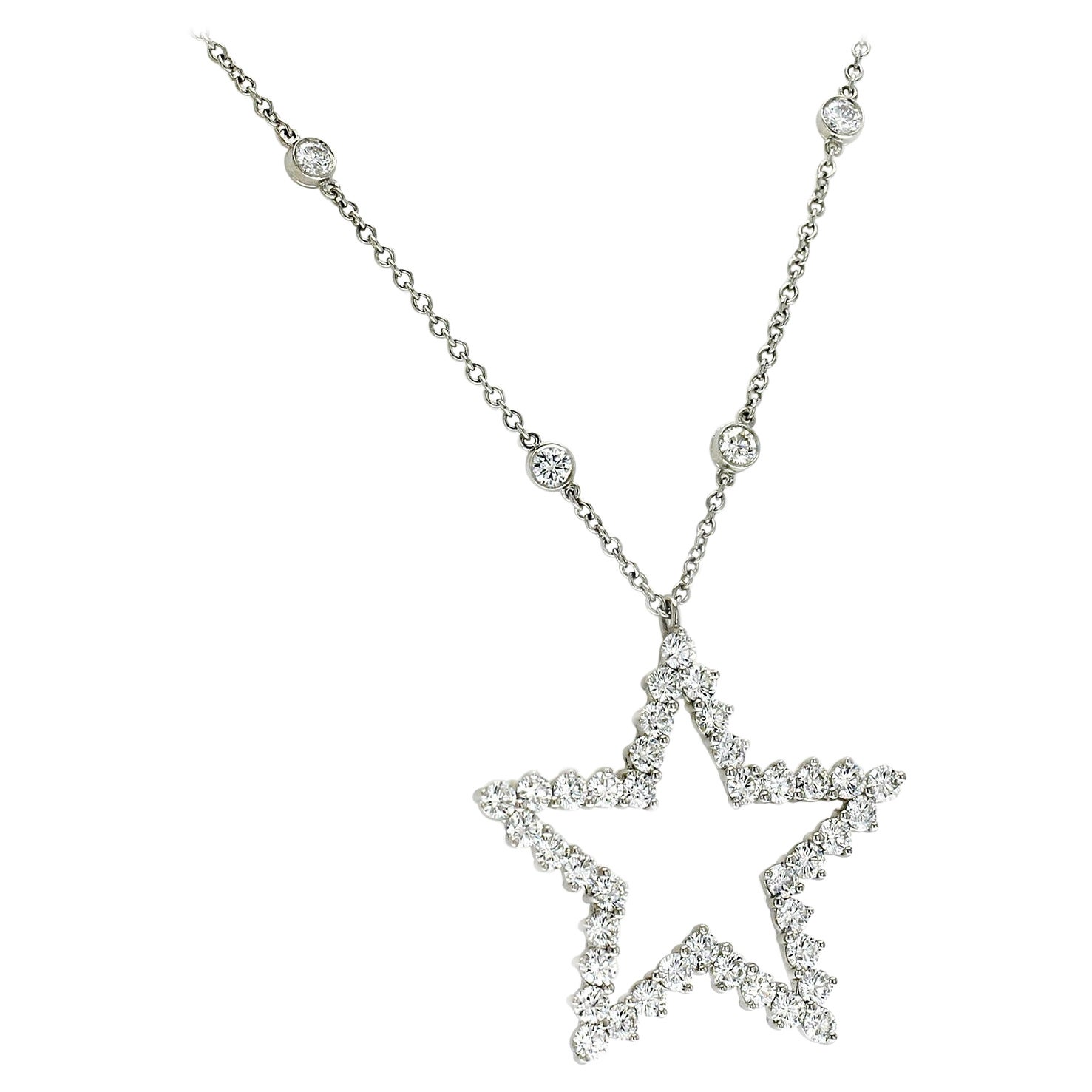 Tiffany & Co Platinum Diamond by the Yard Star Necklace