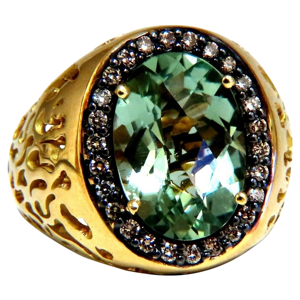 16ct Natural Green Amethyst Diamonds Ring Garavelli