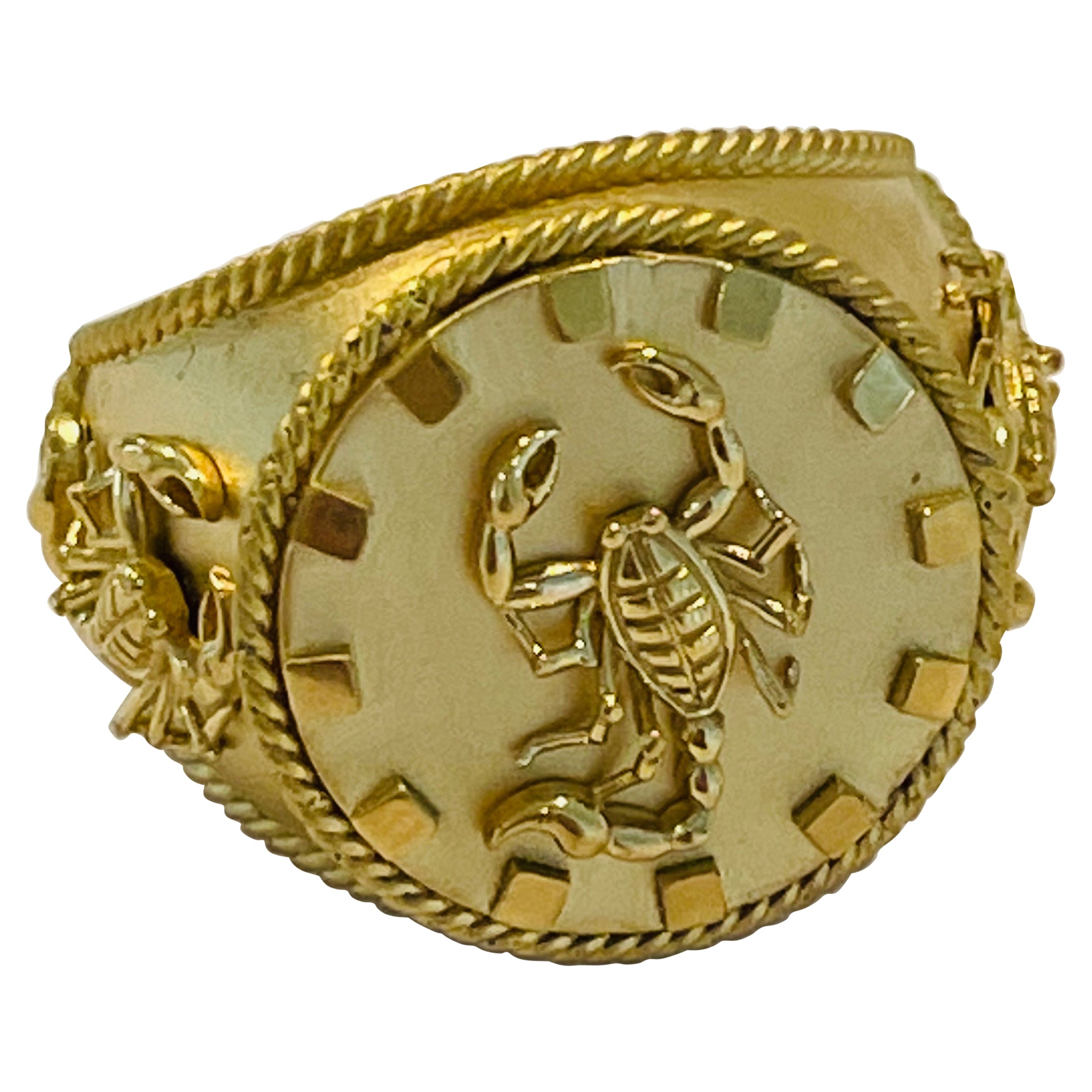Zodiac Scorpion Ring in 22k Gold by Tagili For Sale
