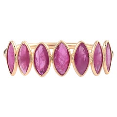 Seven Ruby Marquise Shape Ring Band, 18k Yellow Gold