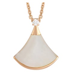Bvlgari Divas Dream 18K Rose Gold Diamond and Mother of Pearl Pendant Necklace