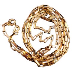 Vintage 9 Karat Yellow Gold Chain Necklace, Boxy Belcher Link, c1990s
