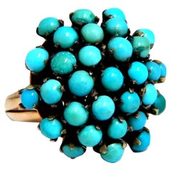 Europäischer Vintage Persischer Türkis Cluster Burst Ring 14kt
