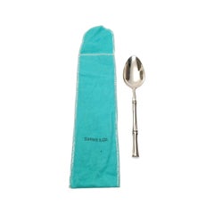 Tiffany & Co. Sterling Silver Bamboo Dessert/ Oval Soup Spoon with Pouch 'B'