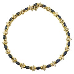 18 Karat Yellow Gold Natural Sapphire and Diamond Bracelet