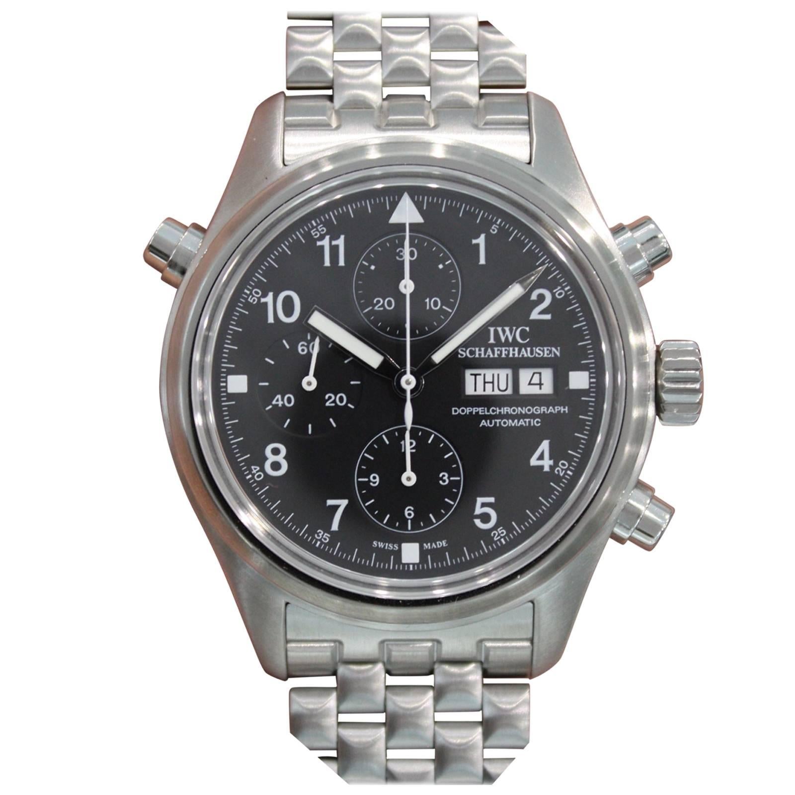 IWC Stainless Steel Pilot Doppelchronograph Rattrapante Split Second Wristwatch