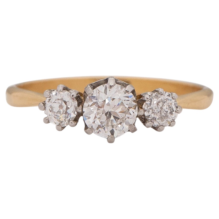 .40 Carat Edwardian Diamond 18 Karat Yellow Gold Engagement Ring For Sale