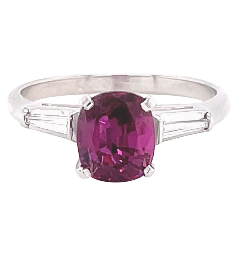 Retro Ruby Diamond Platinum Ring