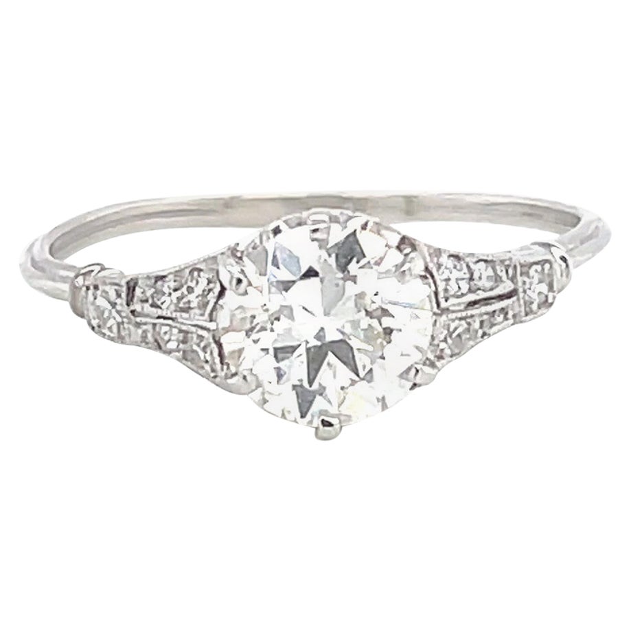Antique Old European Cut Diamond Platinum Engagement Ring