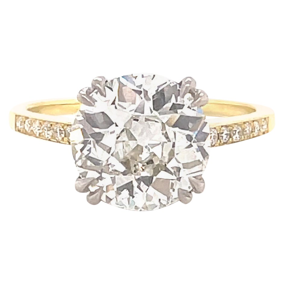 GIA 2.83 Carat Old European Cut Diamond Engagement Ring