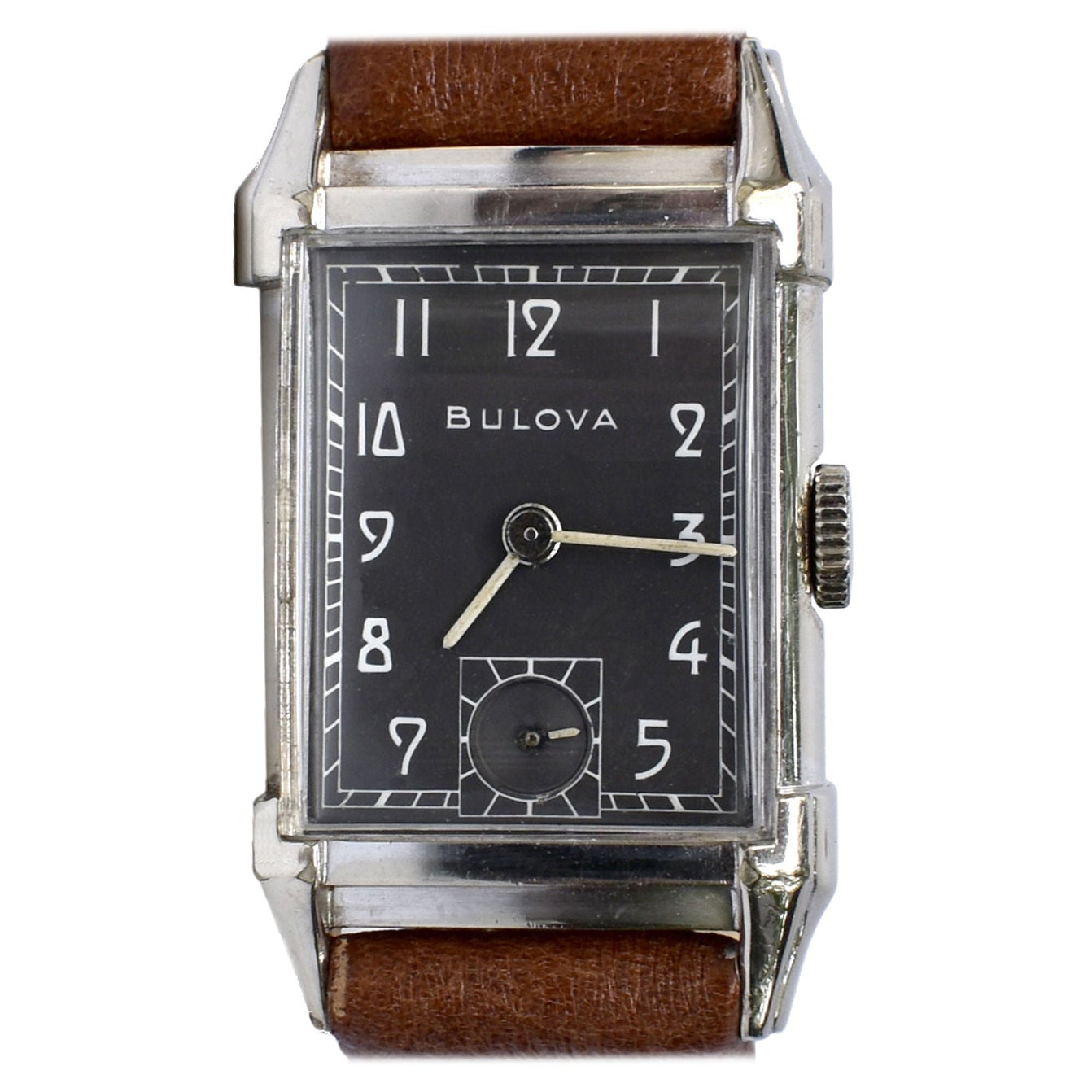Art Deco Gents White Gold Filled Wrist Watch, Bulova, Fully Serviced, c1948