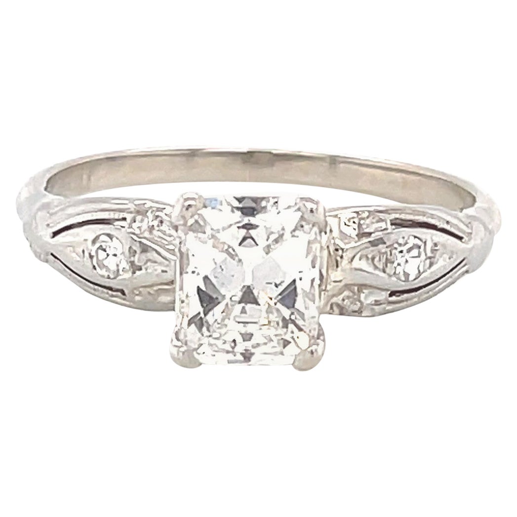 Art Deco GIA 1.04 Carat Diamond Platinum Engagement Ring