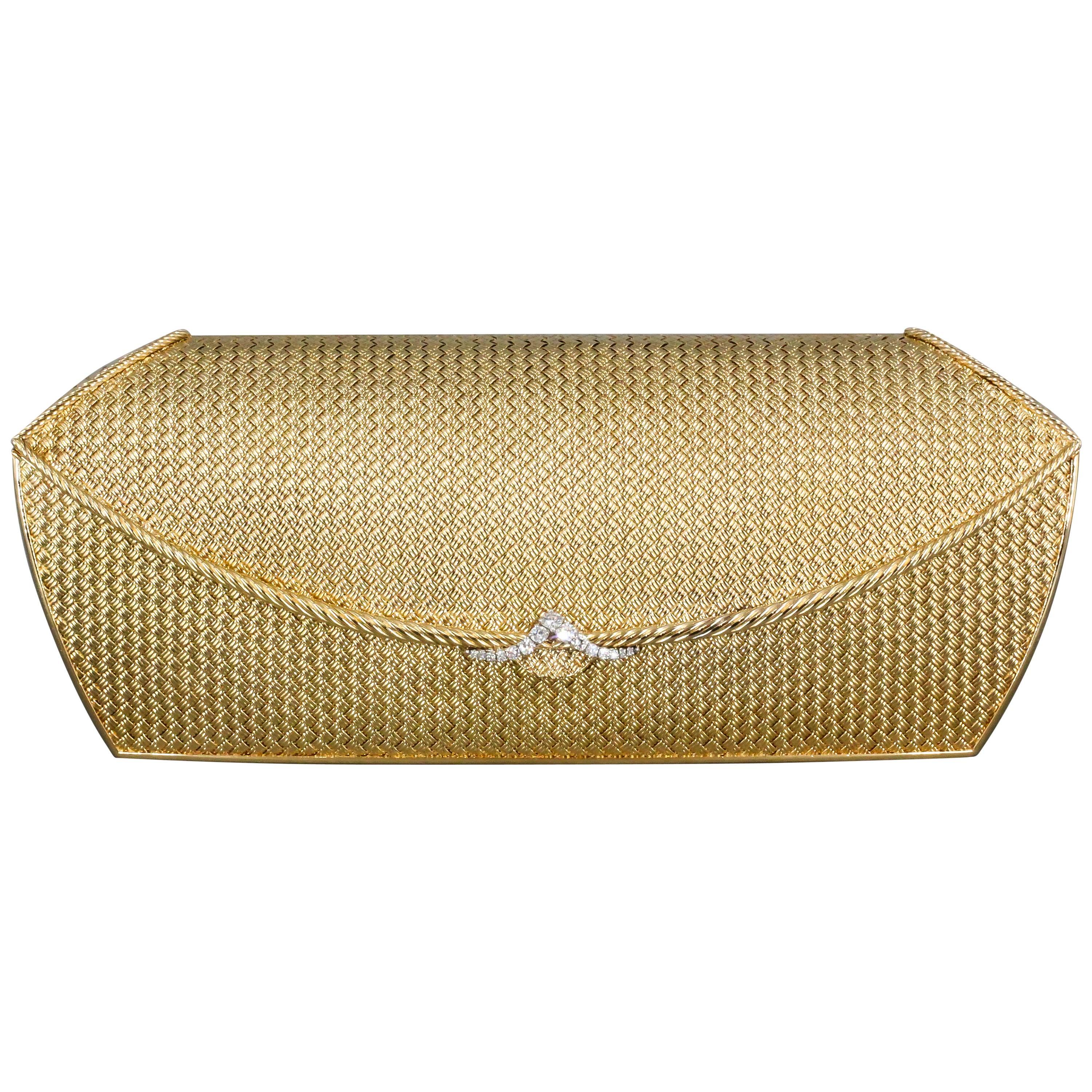 Van Cleef & Arpels Diamond Gold Purse Handbag