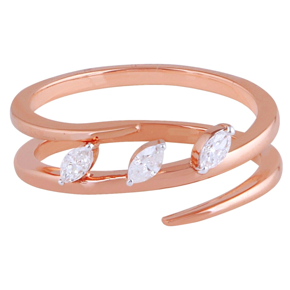 Spiralring mit Marquise-Diamant aus 14 Karat Gold