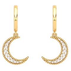 Crescent Diamond 14 Karat Gold Huggie Hoop Earrings