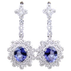 Pendientes Gota Diamante Tanzanita Oro Blanco