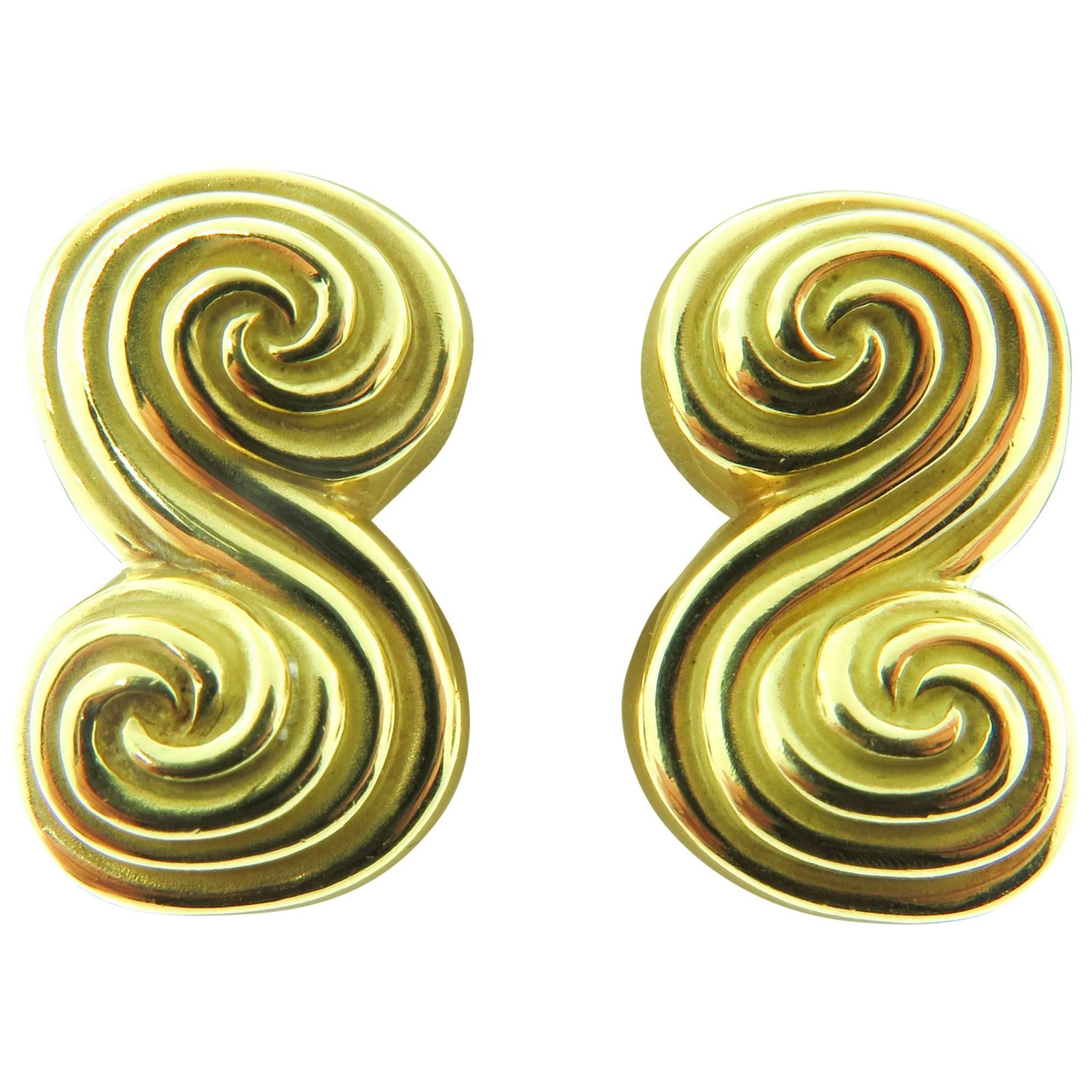Tiffany & Co. Gold "S" Scroll Earrings