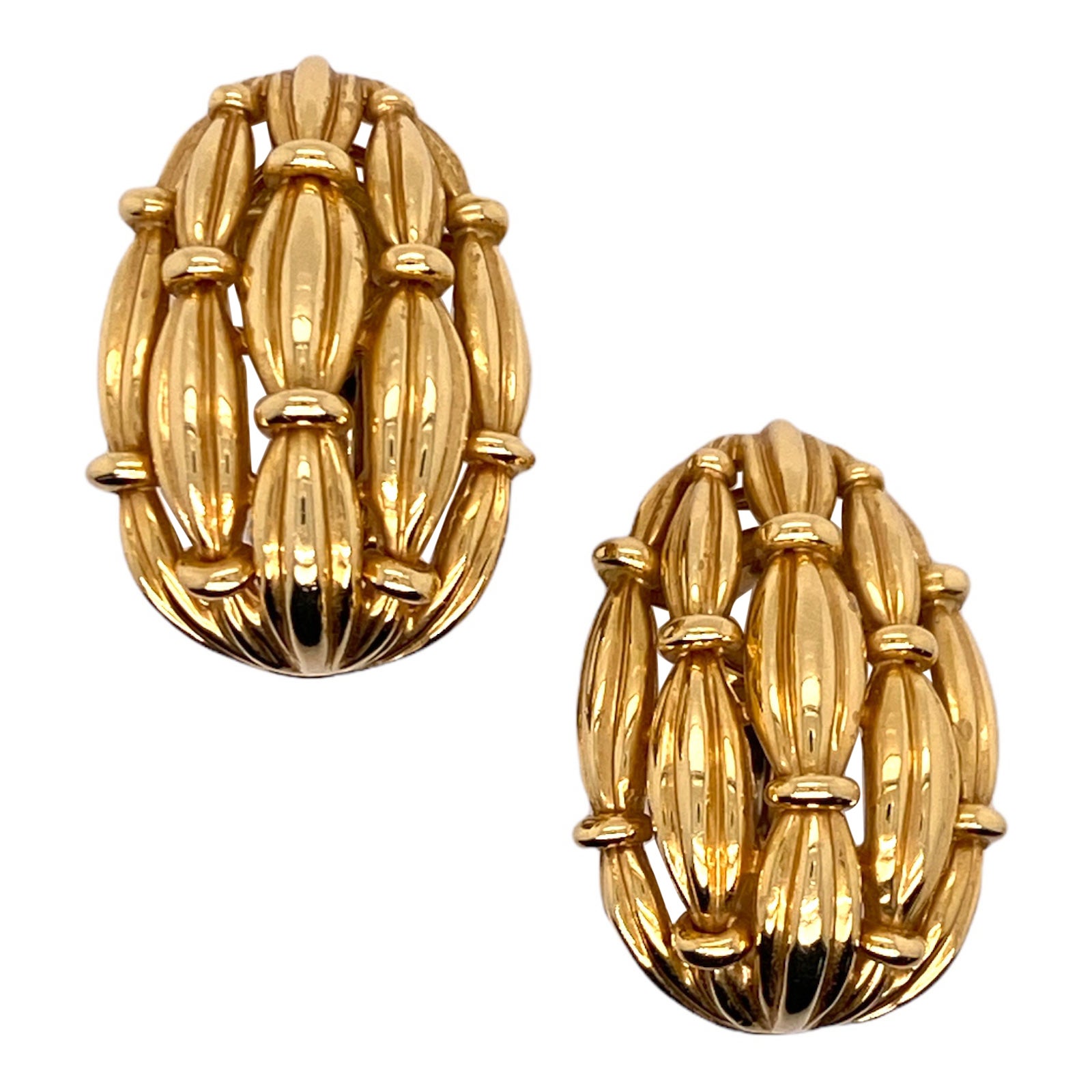 1990's Tiffany & Co. Bamboo 18 Karat Yellow Gold Leverback Earrings