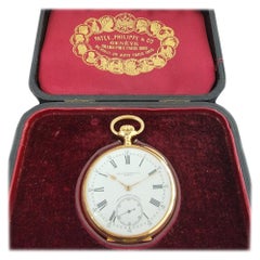 Patek Philippe Chronometro Gondolo 18k Gold Pocket Watch wbox c1910s RA184