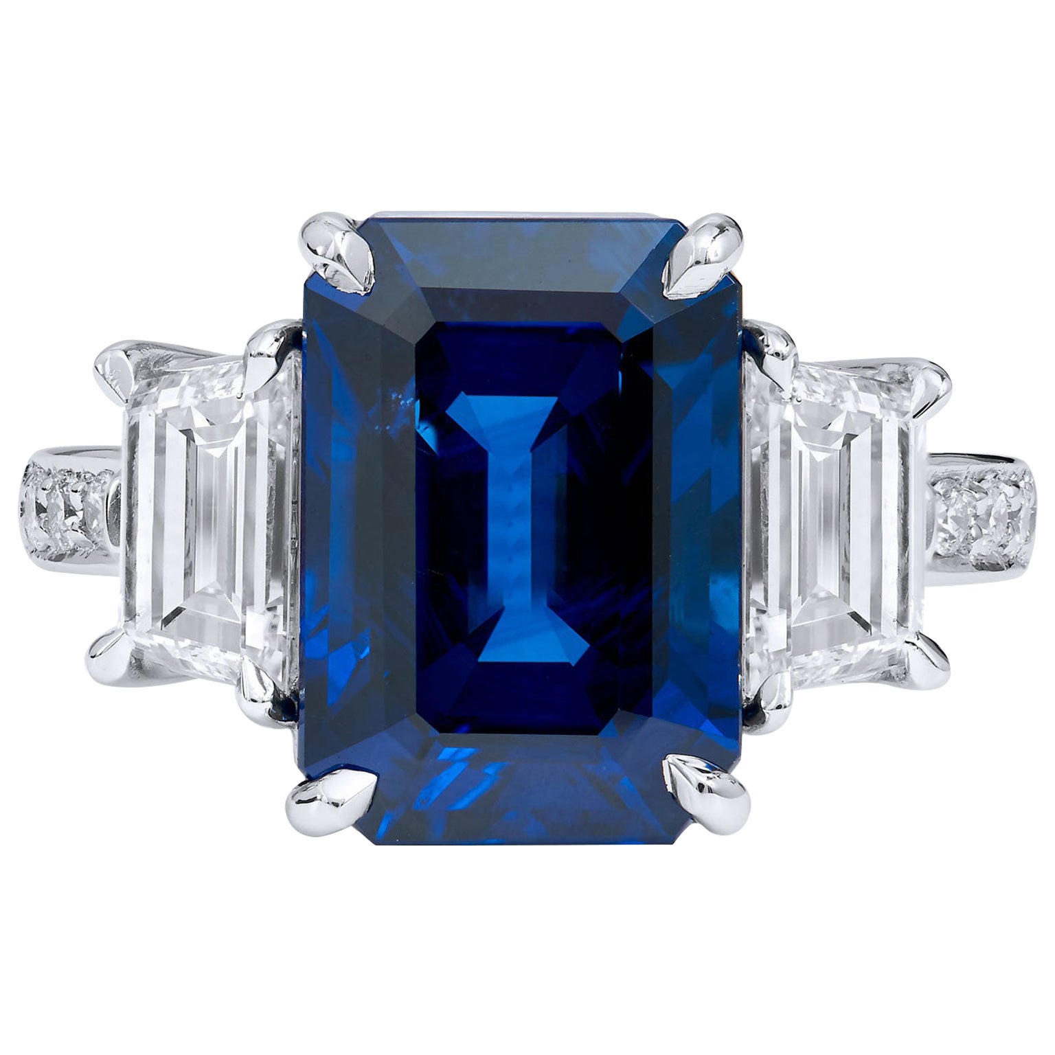 Madagascar Royal Blue Sapphire Diamond Ring Handmade For Sale