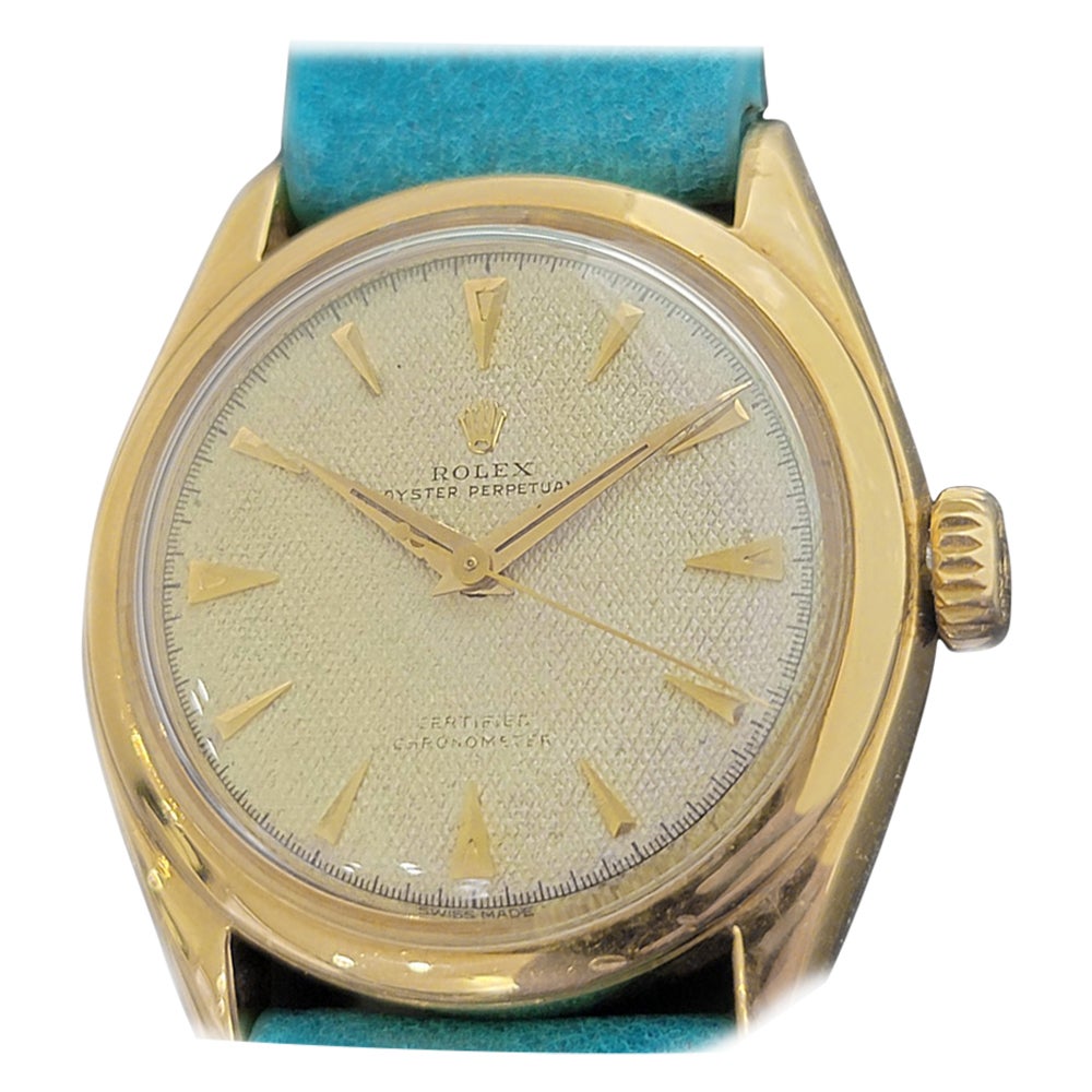 Mens Rolex Oyster Perpetual 6084 18k Gold Bubbleback Automatic 1950s MA227