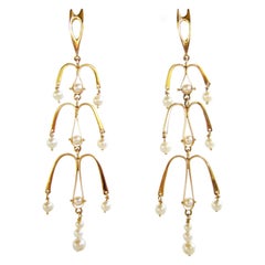 Pendientes de araña modernistas americanos Ed Wiener Gold Pearl Kinetic