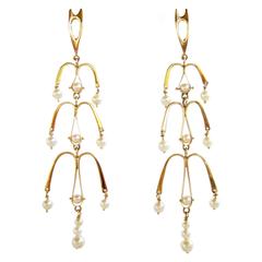 Ed Wiener Pearl Gold Chandelier Earrings 9