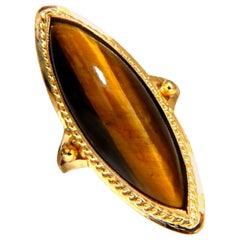 Natural Tiger Eye Solitaire Ring 14kt