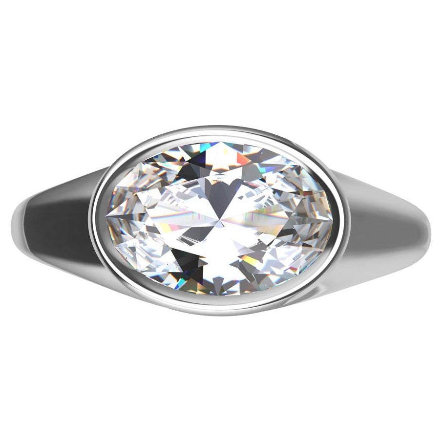 Anillo escultura de diamantes ovalados en platino de 1,6 quilates GIA