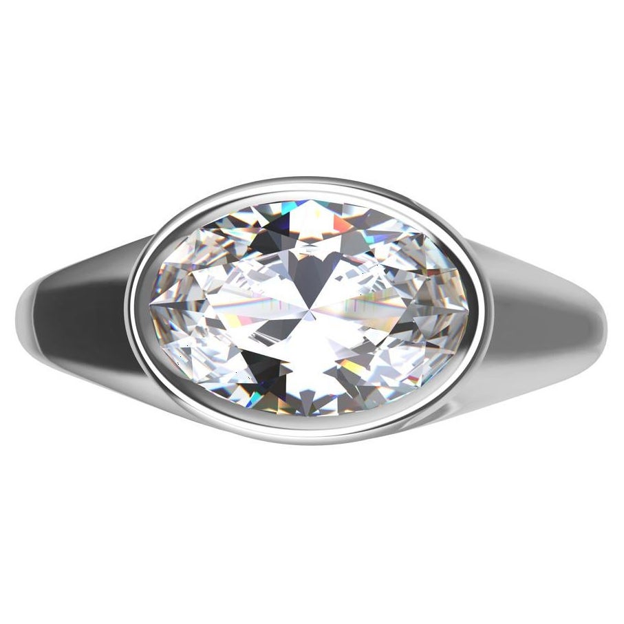 For Sale:  Platinum 1.6 Carat GIA Oval Diamond Sculpture Ring