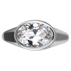 Platinum 1.6 Carat GIA Oval Diamond Sculpture Ring